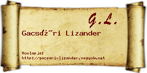 Gacsári Lizander névjegykártya